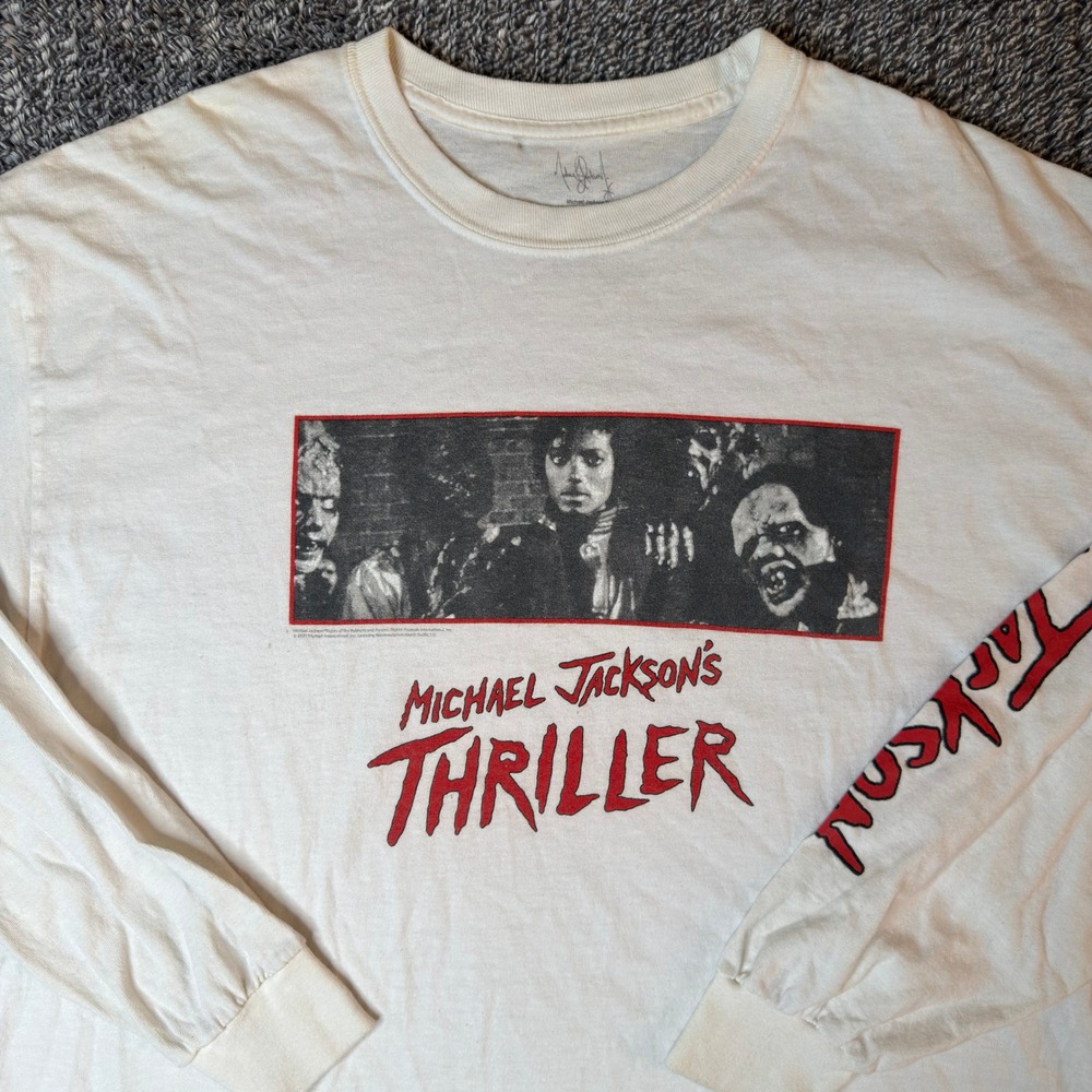 Michael Jackson Thriller Long Sleeve Graphic T-Shirt White XL 2021 Triumph